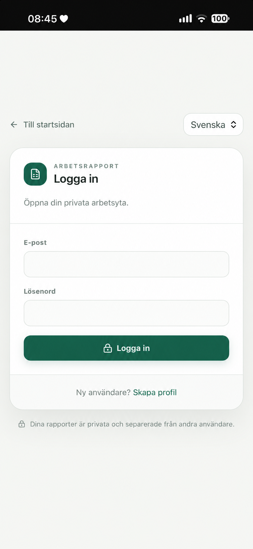 Säker inloggning på mobil